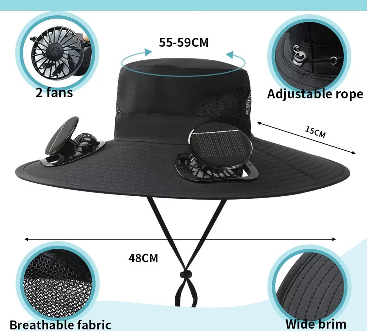 🏆 50K+ SOLD! – Almost Gone-⚡2025 New Ultralight Solar Fan Sun Hat – Lighter Than a Baseball!⚾