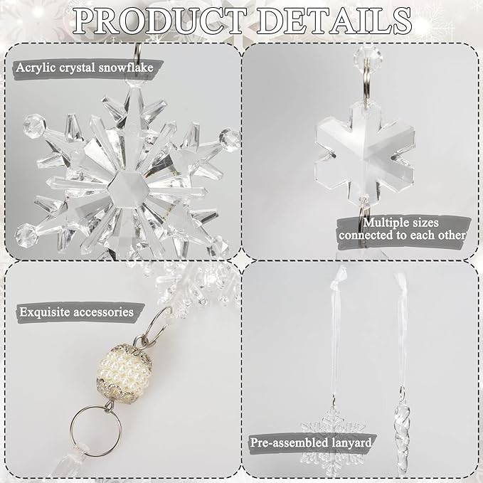On Saleš„Set of 18 pcs Hanging Acrylic Snowflake Icicle Ornaments with Drop Pendants