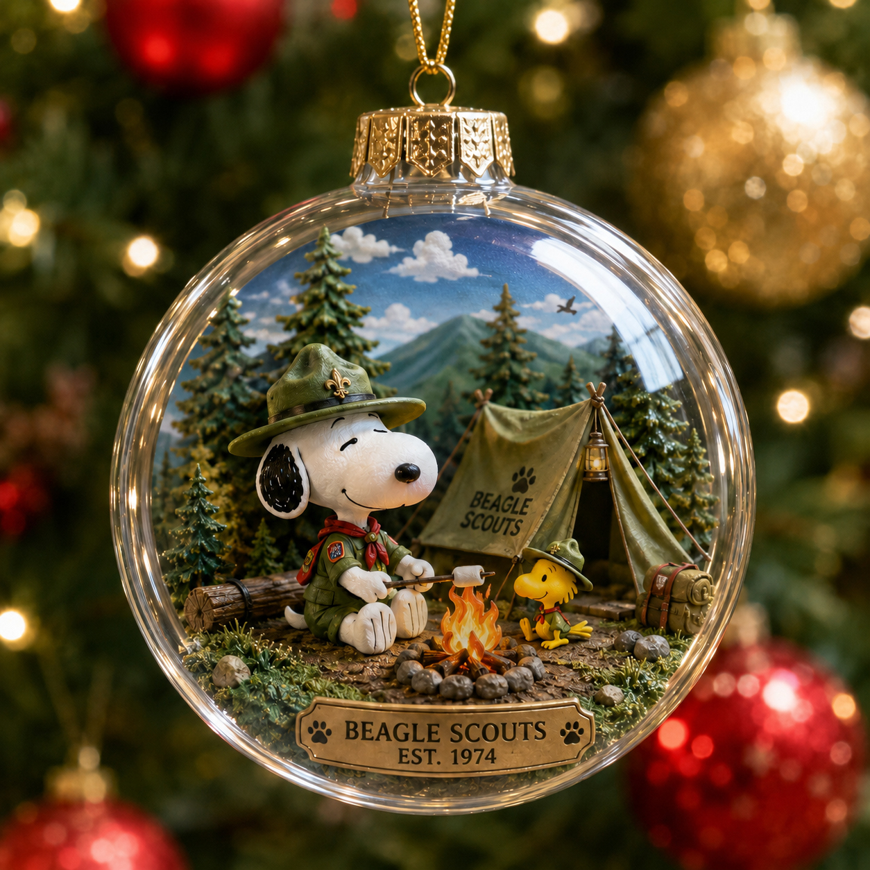 Peanuts Spy Beagle Scouts Est 1974 Christmas Ornament