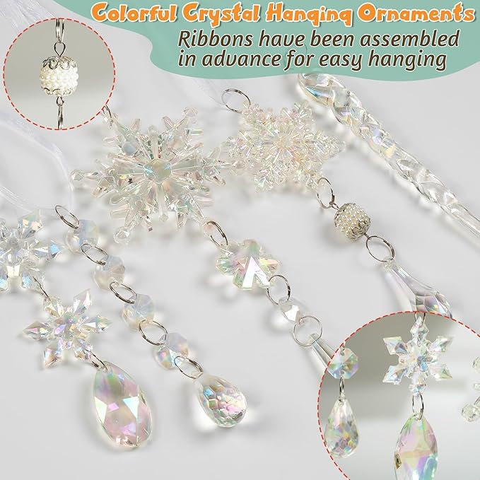 On Saleš„Set of 18 pcs Hanging Acrylic Snowflake Icicle Ornaments with Drop Pendants