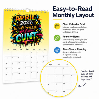 💥Early Bird Sale — 49% OFF🎁2027 Year of the Cunt Wall Calendar – Bold Graffiti Humor Calendar📆🌟