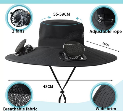 🏆 50K+ SOLD! – Almost Gone-⚡2025 New Ultralight Solar Fan Sun Hat – Lighter Than a Baseball!⚾