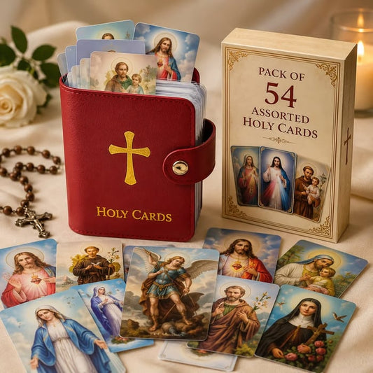 ✝🙏Catholic Faux Leather Holy Card Holder – Pocket Prayer Card Organizer with Snap Closure