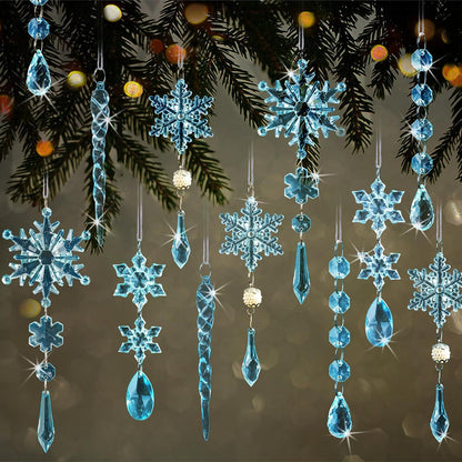 On Sale🔥Set of 18 pcs Hanging Acrylic Snowflake Icicle Ornaments with Drop Pendants