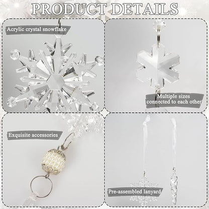 On Sale🔥Set of 18 pcs Hanging Acrylic Snowflake Icicle Ornaments with Drop Pendants