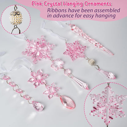 On Sale🔥Set of 18 pcs Hanging Acrylic Snowflake Icicle Ornaments with Drop Pendants