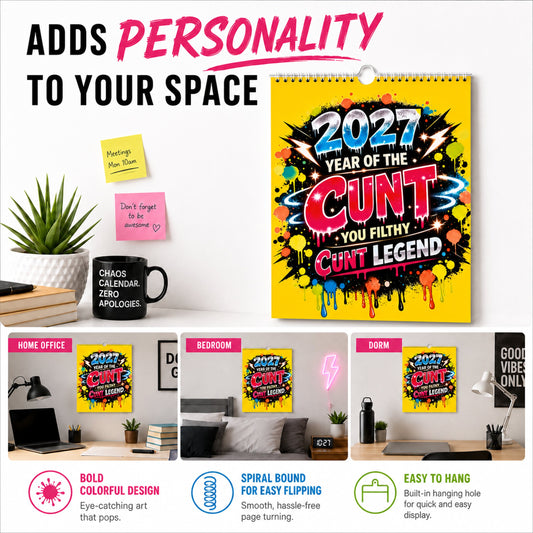 💥Early Bird Sale — 49% OFF🎁2027 Year of the Cunt Wall Calendar – Bold Graffiti Humor Calendar📆🌟