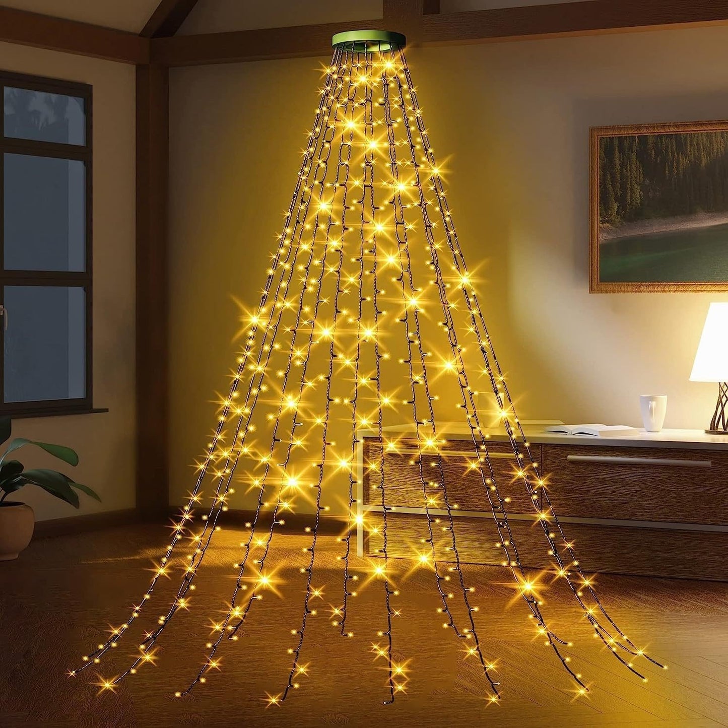 🎄Holiday Pre-Sale🔥Waterproof Christmas Tree Waterfall Lights with Ring