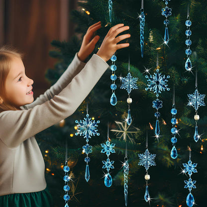 On Sale🔥Set of 18 pcs Hanging Acrylic Snowflake Icicle Ornaments with Drop Pendants