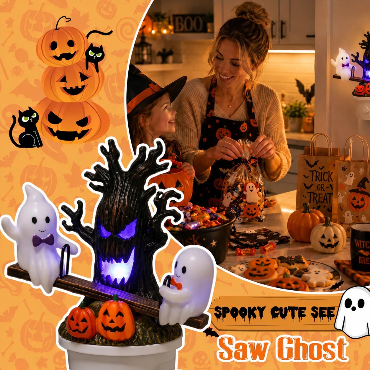🔥LAST DAY 49% OFF - 🎃Animated Seesaw Ghost Plug In LED Night Light