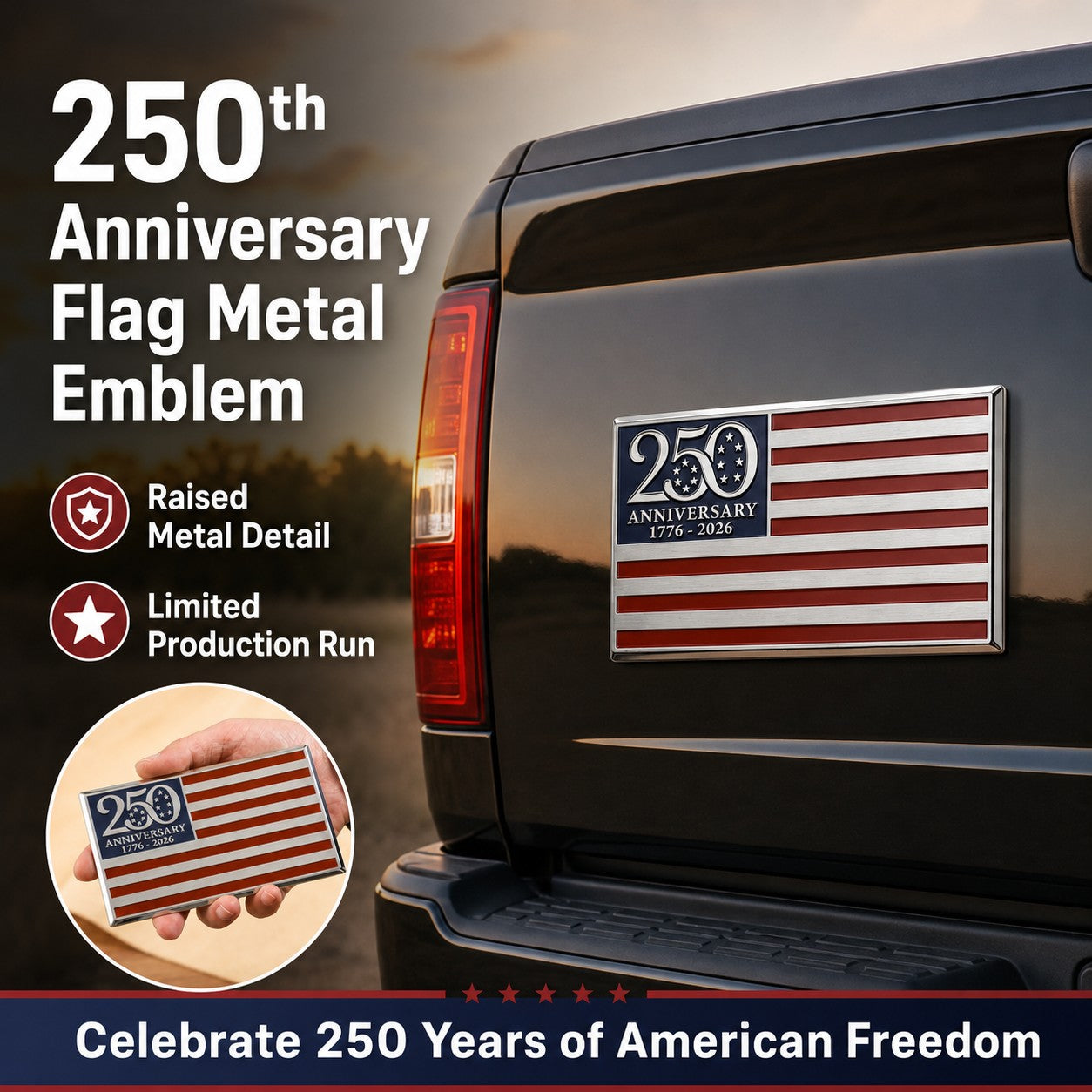 250th Anniversary Metal Flag Emblem