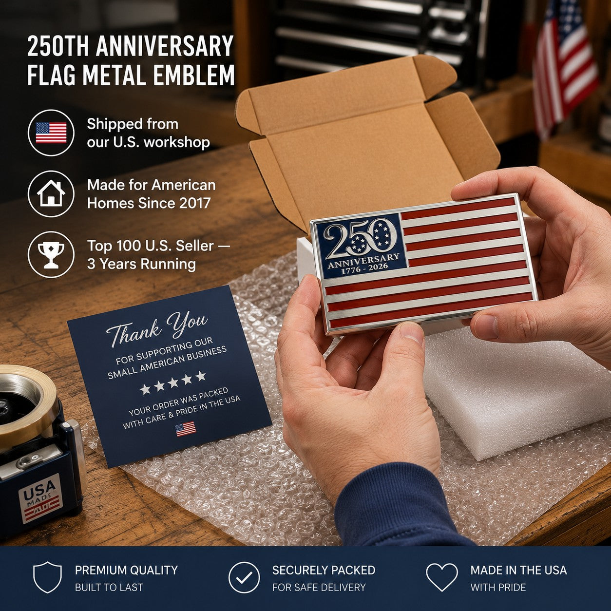 250th Anniversary Metal Flag Emblem