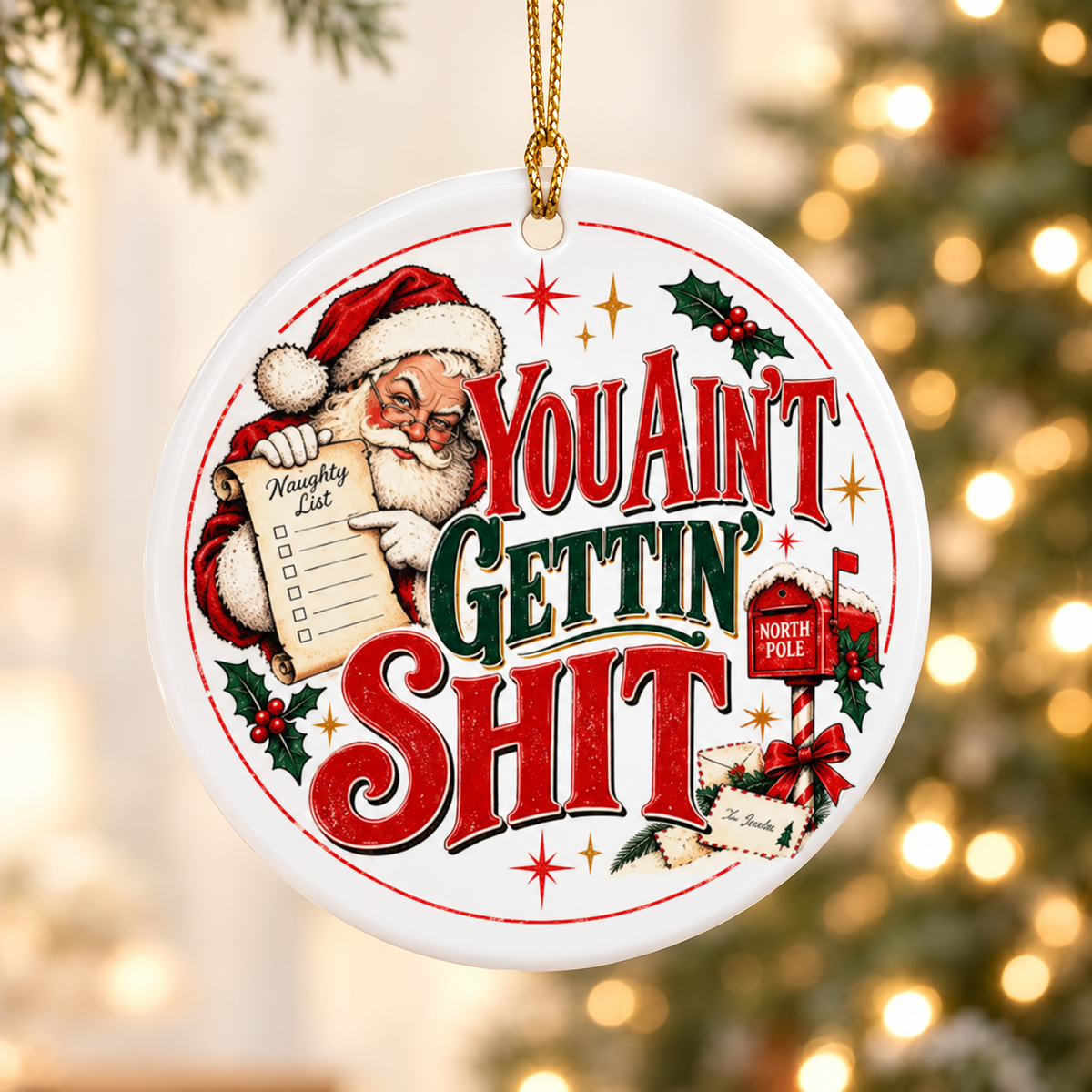 😜✨ Sassy Funny Adult Christmas Ceramic Ornament