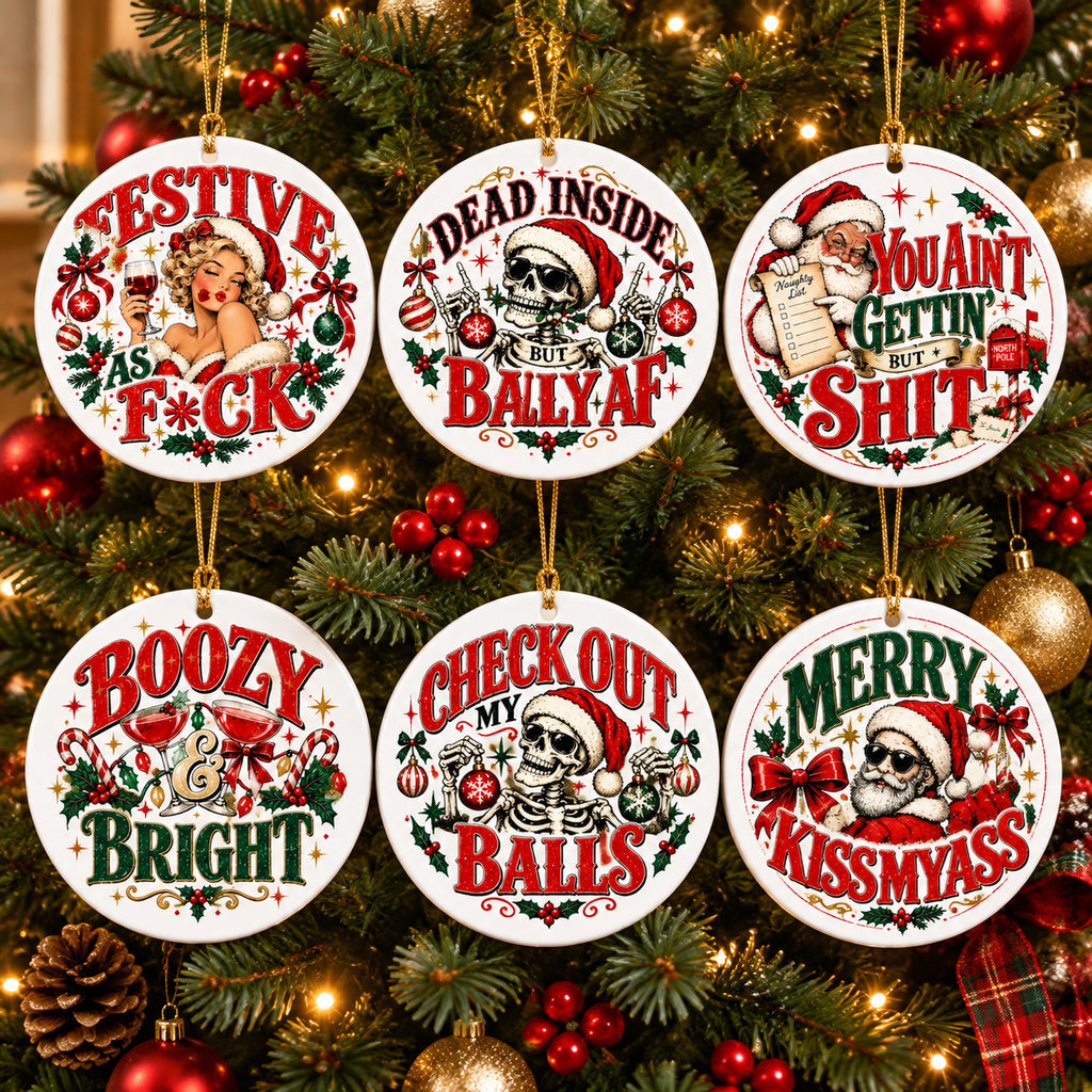 😜✨ Sassy Funny Adult Christmas Ceramic Ornament