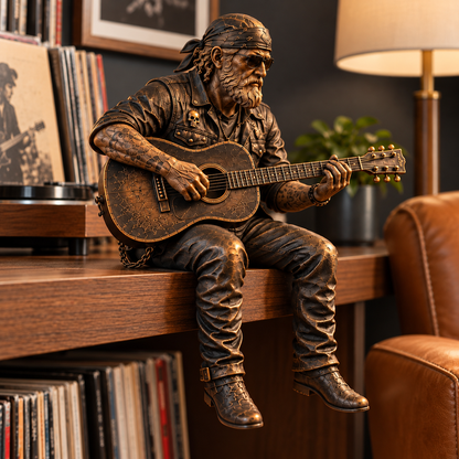 Old Biker Soul Shelf Sitter Collection – Rustic Motorcycle Rider Figurines for Men
