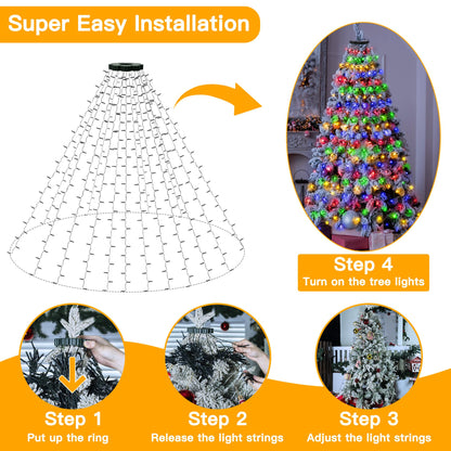 🎄Holiday Pre-Sale🔥Waterproof Christmas Tree Waterfall Lights with Ring