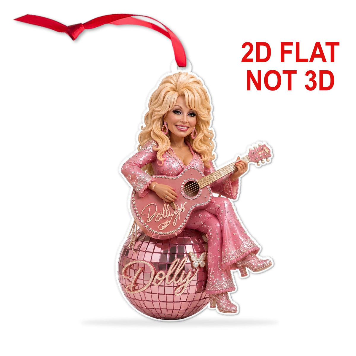 Dolly Acrylic Ornament, Pink Disco Ball Country Music Ornament, Dolly Fan Christmas Gift