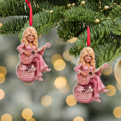 Dolly Acrylic Ornament, Pink Disco Ball Country Music Ornament, Dolly Fan Christmas Gift