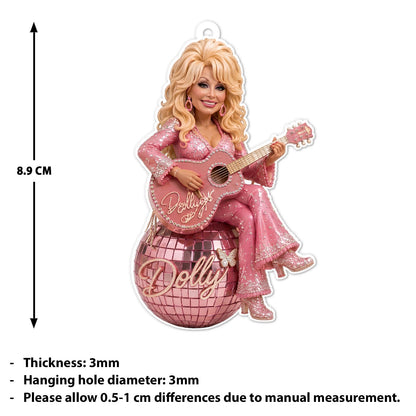 Dolly Acrylic Ornament, Pink Disco Ball Country Music Ornament, Dolly Fan Christmas Gift